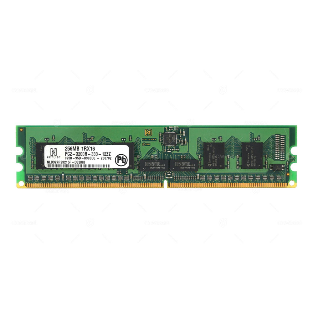 NLD327R23215F-D32KIB NETLIST MEMORY 256MB 1RX16 PC2 3200R 240 PIN 400MHZ 1.8V CL3 ECC RDIMM DDR2 -